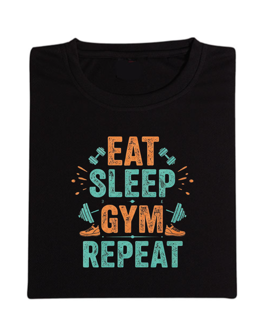 Eat Sleep Gym Repeat Half Sleeve T-Shirt Black