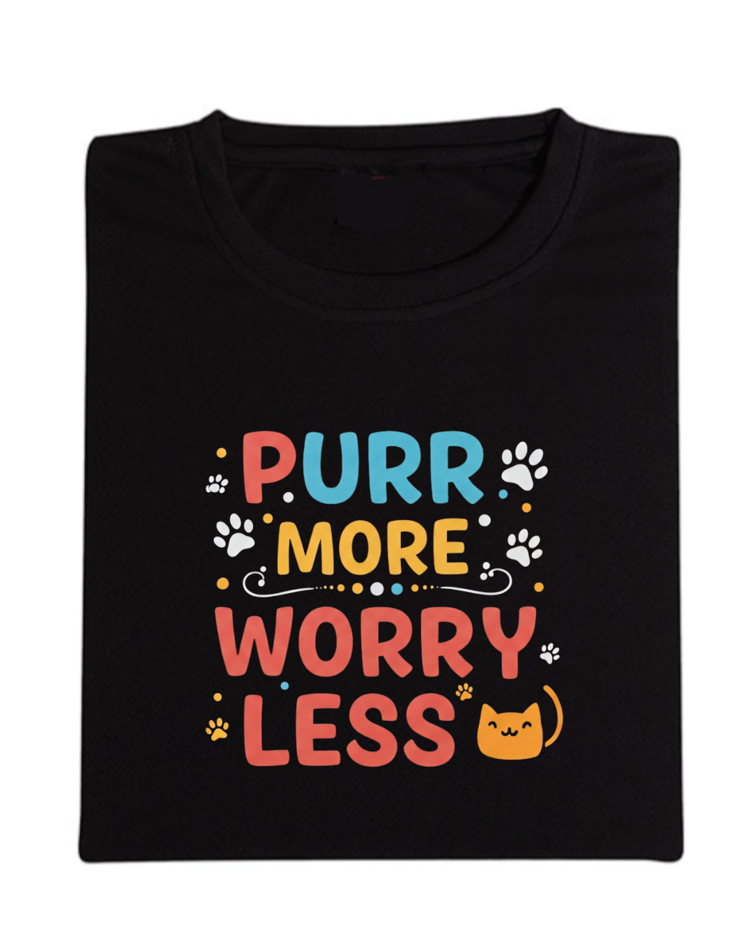 Purr More Worry Less- Cat Half Sleeve T-Shirt