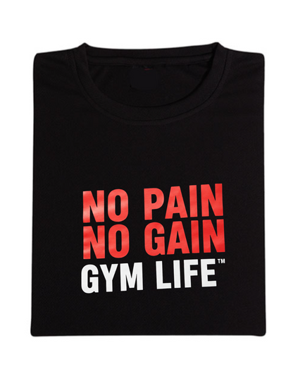 No Pain No Gain Half Sleeve T-Shirt Black